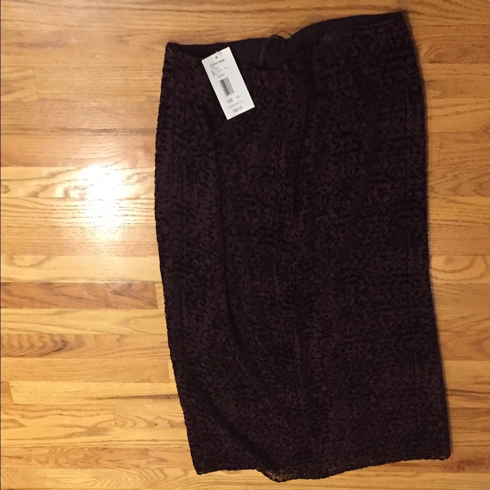 Anne Klein Rich Velvet Burnout Skirt Dark Purple 14 - NWT